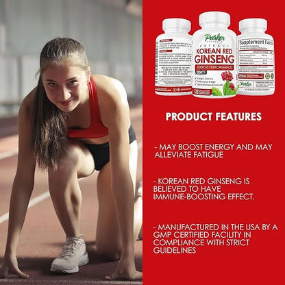 Korean Red Panax Ginseng Extract 1300MG 20% Ginsenosides. 120 Caps.