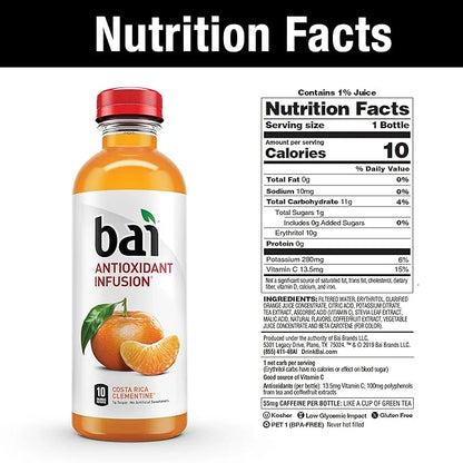 Bai Flavored Water, Costa Rica Clementine, Antioxidant Infused Drinks, 18 Fluid Ounce Bottles, 6 count - Product Image