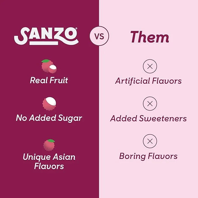 Sanzo Flavored Sparkling Water - Lychee (Berry), 12-Pack - Carbonated Drink Made with Real Fruit and Sugar-Free - Non-GMO,...
