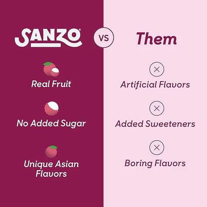Sanzo Flavored Sparkling Water - Lychee (Berry), 12-Pack - Carbonated Drink Made with Real Fruit and Sugar-Free - Non-GMO,...