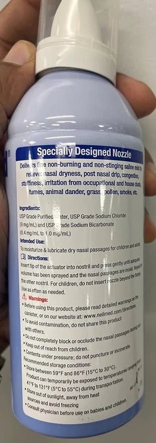 NeilMed NasaMist Isotonic Saline Spray. Soothe, 177mL. Contains 3 NasaMist