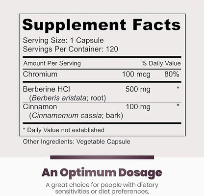 Simply Natures Pure Premium Berberine HCl 500mg - 120 Capsules - Cardiovascular Gastrointestinal Immune Support - Chromium...