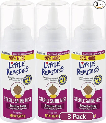 Little Remedies Sterile Saline Nasal Spray 3 Oz, 3 Pack