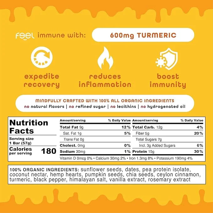 Feel Vegan Protein Bars | Golden Goodness | Keto | Gluten Free | Organic | Turmeric | 15g Plant Protein | Low Carb | High ...