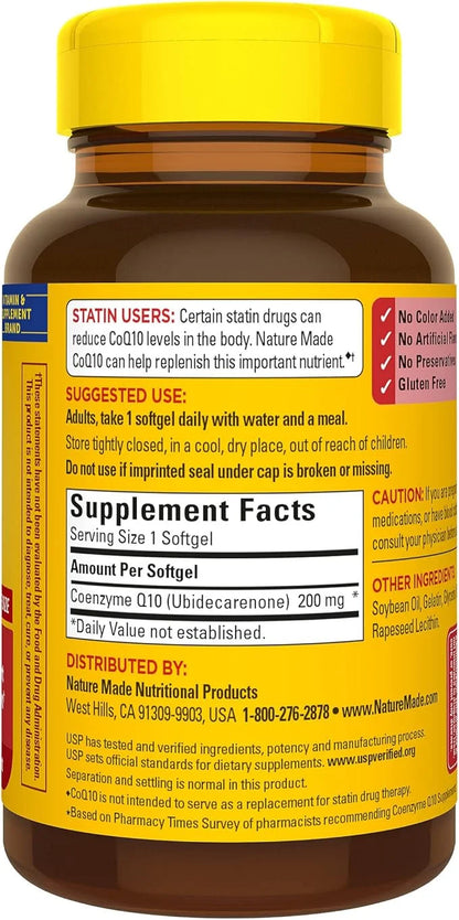 Nature Made CoQ10 200mg, Dietary Supplement 80 Softgels, 80 Day
