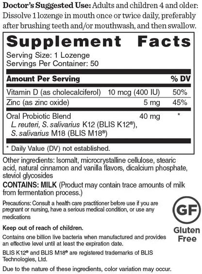 Healthy Directions Dr. David Williams' Probiotic Advantage Oral Sinus Probiotics for Your Mouth, Teeth, and Gums, Sugar-Fr...