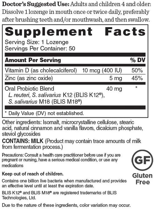 Healthy Directions Dr. David Williams' Probiotic Advantage Oral Sinus Probiotics for Your Mouth, Teeth, and Gums, Sugar-Fr...