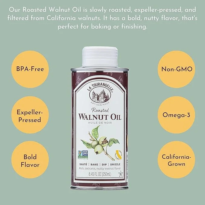 La Tourangelle, Roasted Walnut Oil, Plant-Based Source of Omega-3 Fatty Acid, Cooking, Baking, & Beauty, 8.45 fl oz - Prod...