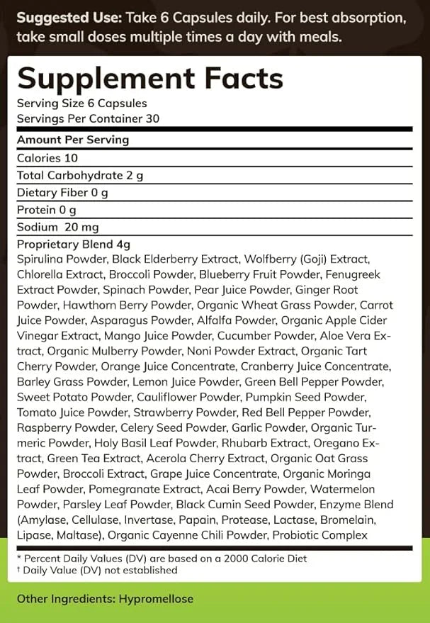 Original Superfood Capsules, Superfood Reds and Greens, All-Natural Whole Food Dietary Supplement, Non-GMO, Gluten Free, V...