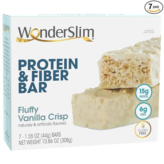 WonderSlim Protein & Fiber Bar, Fluffy Vanilla Crisp - 15g Protein, 7g Fiber, Gluten Free (7ct) - Product Image