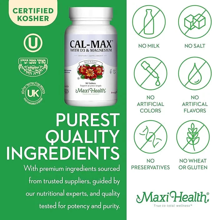 Maxi Health Calcium Magnesium Supplement D3 and (90 Tablets)