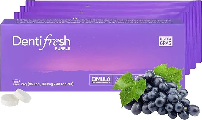 K-Nutra Dentifresh Xylitol Tabs Purple | 24g (30 Tablets) | Sugar-Free Oral Probiotics | 4 Billion CFU | Supports Teeth, G...
