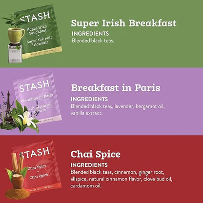 Stash Tea Black Tea Variety Pack Sampler Assortment - Caffeinated, Non-GMO Project Verified Premium Tea with No Artificial...