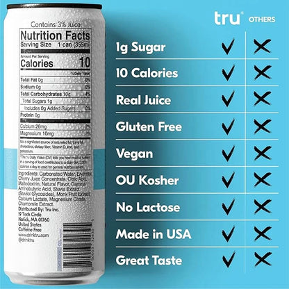 Tru Dream Seltzer, Calming Drink with Magnesium, GABA & Chamomile, Tart Cherry Flavor, Sparkling Water, Melatonin-Free, Ko...