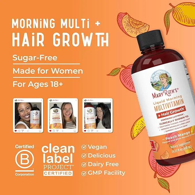 MaryRuth's Liquid Multivitamin + Lustriva® Hair Growth 10000mcg | 18+ | 15.22 Fl
