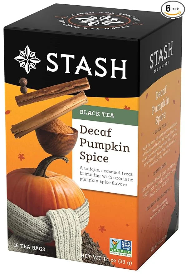 Stash Tea Decaf Pumpkin Spice Black Tea - Decaf, Non-GMO Project Verified Premium Tea with No Artificial Ingredients, 18 C...