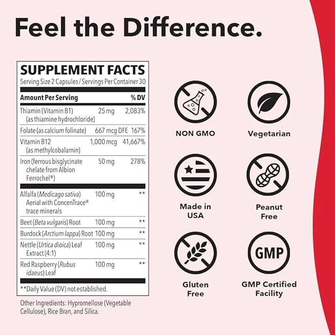 LifeSeasons Blood Nourish-R - Iron Deficiency Supplement - Non Constipating - Supports Anemia, Fatigue, Paleness & Dizzine...