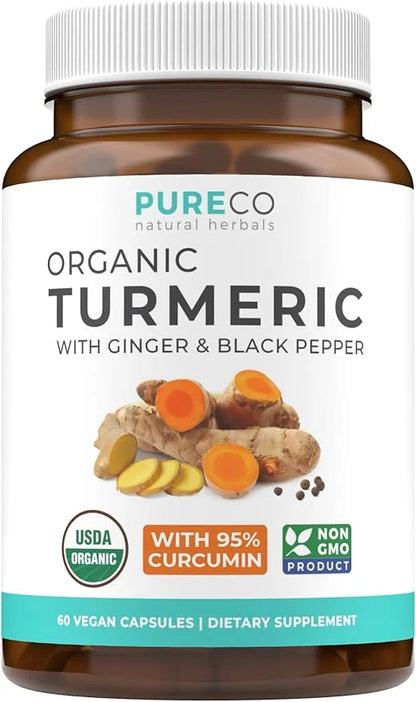 USDA Organic Turmeric Curcumin with Black (2 Month 60 Vegan