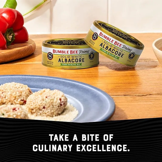 Bumble Bee Prime Solid White Albacore Tuna in Olive Oil, 5 oz Cans (Pack of 12) - Premium Wild Caught Tuna - 30g Protein p...