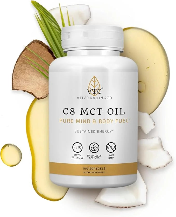 VTC VitaTradingCo. C8 MCT Oil Capsules | Naturally Derived Caprylic C8 Supplement | Coconut Oil Pills | Sustained Energy |...