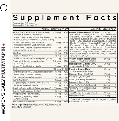 Codeage Women’s Daily Multivitamin, 25+ Vitamins & Minerals, Fermented, Organic Whole Foods, Probiotics Supplement - Vitam...