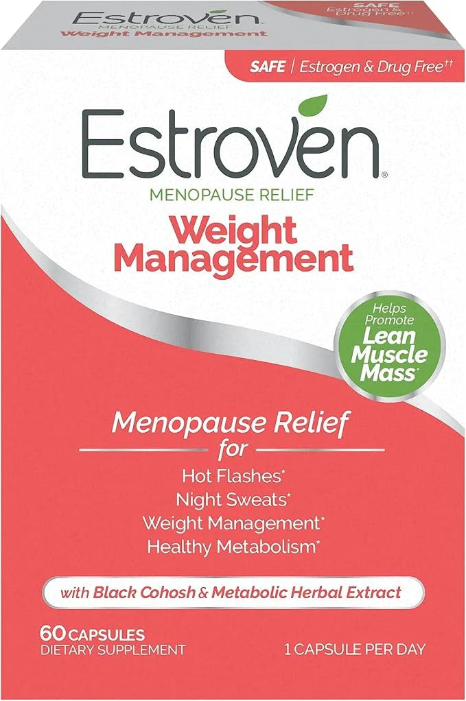 Estroven Weight Management for Menopause Relief - 60 Ct. - Clinically Proven Ingredients Help Manage Weight, Provide Night...