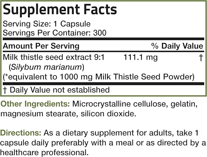 Bronson Milk Thistle 1000 MG Silybum 300 Capsules