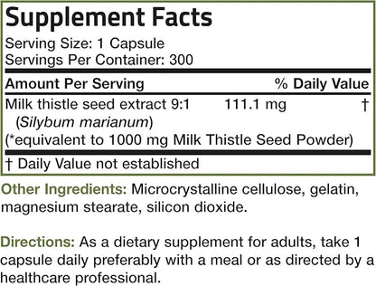Bronson Milk Thistle 1000 MG Silybum 300 Capsules