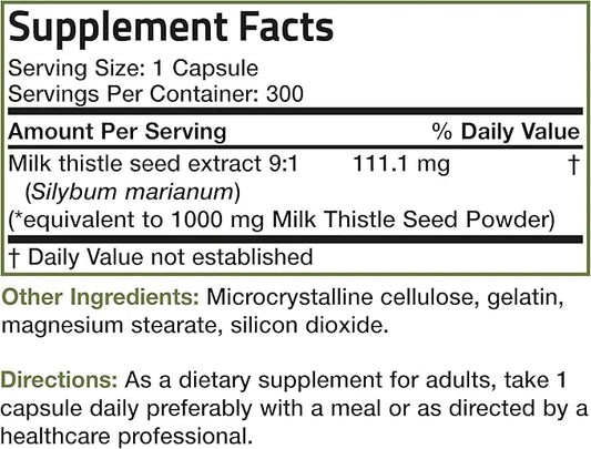 Bronson Milk Thistle 1000 MG Silybum 300 Capsules