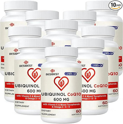 Ubiquinol CoQ10-600mg-Softgel, Active Coq10 Ubiquinol Supplement 3, 6, 6, 9, 9, High Absorption-Coenzyme-Q10, Powerful 600...