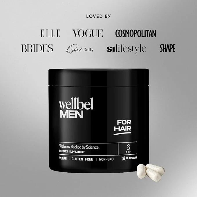 WELLBEL Men Clean Supplement for Hair, Skin, and Nails, Vegan, Gluten Free and Non GMO 90 Count - 3 Pack - Product Image