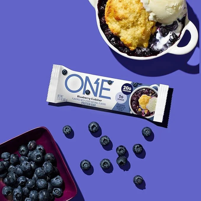 ONE Protein Bars, Blueberry Cobbler, Gluten Free with 20g Protein and 1g Sugar, Pantry Staples, 2.12 oz (12 Count) - Produ...