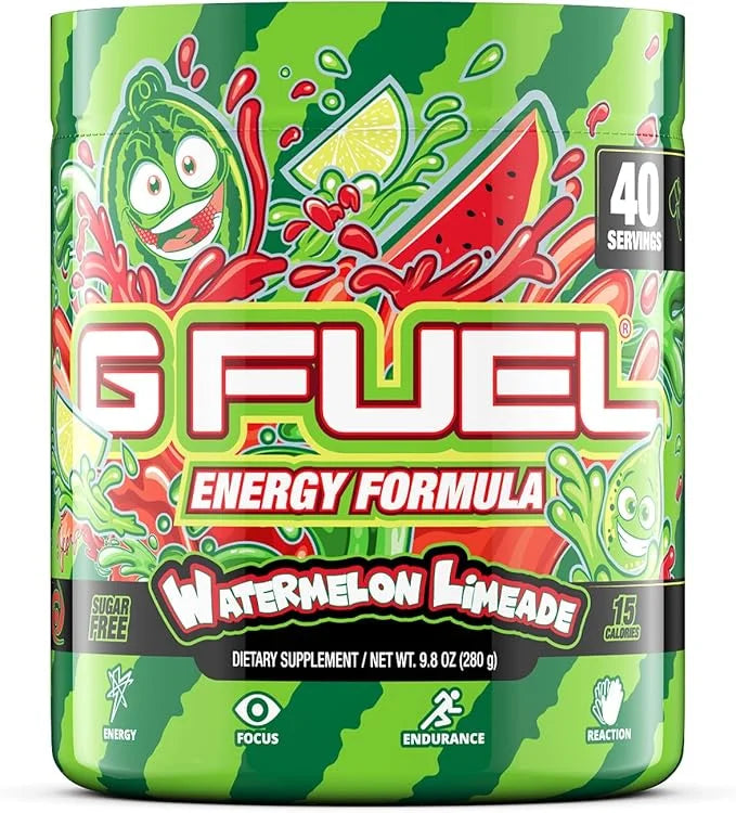 G Fuel Watermelon Limeade Energy Drink Powder, Pre Workout Caffeine Powder, Energy Powder Drink Mix for Gaming, Sugar Free...