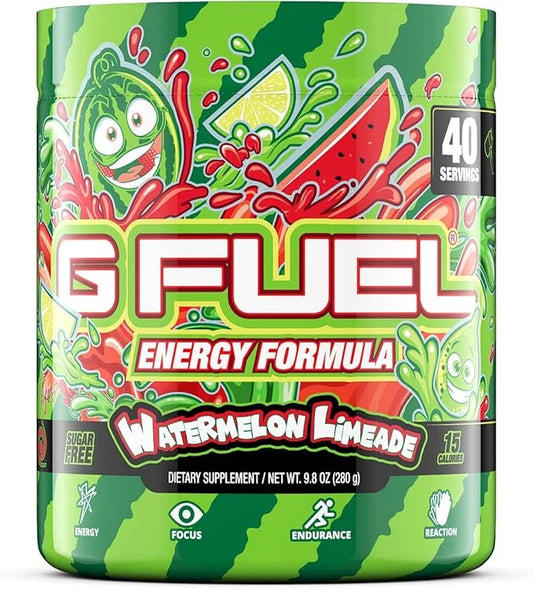 G Fuel Watermelon Limeade Energy Drink Powder, Pre Workout Caffeine Powder, Energy Powder Drink Mix for Gaming, Sugar Free...