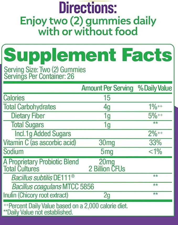 Culturelle Daily Probiotic Gummies for Women & Men, Berry Flavor, 52 Count, Naturally-Sourced Daily Probiotic + Prebiotic ...