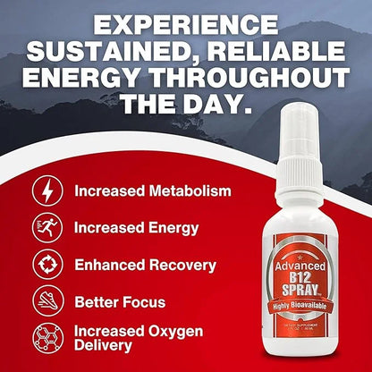 Vitamin B12 Energy Spray, Methylcobalamin with Folic Acid Sublingual Liquid Complex for Focus, & Metabolism, Nano Technolo...