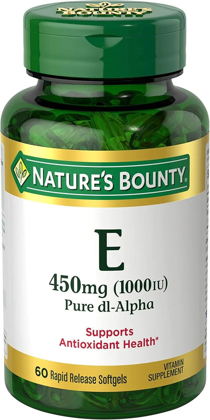 Nature's Bounty Vitamin E 1000 IU Softgels, Supports Antioxidant Health & Immune System, 1 Pack, 60 Softgels - Product Image