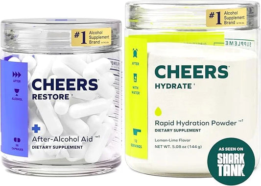 Cheers Classic Combo | Restore + Hydrate | Rehydrate & Feel Better After Drinking | DHM, L-Cysteine, B-Vitamins, Electroly...