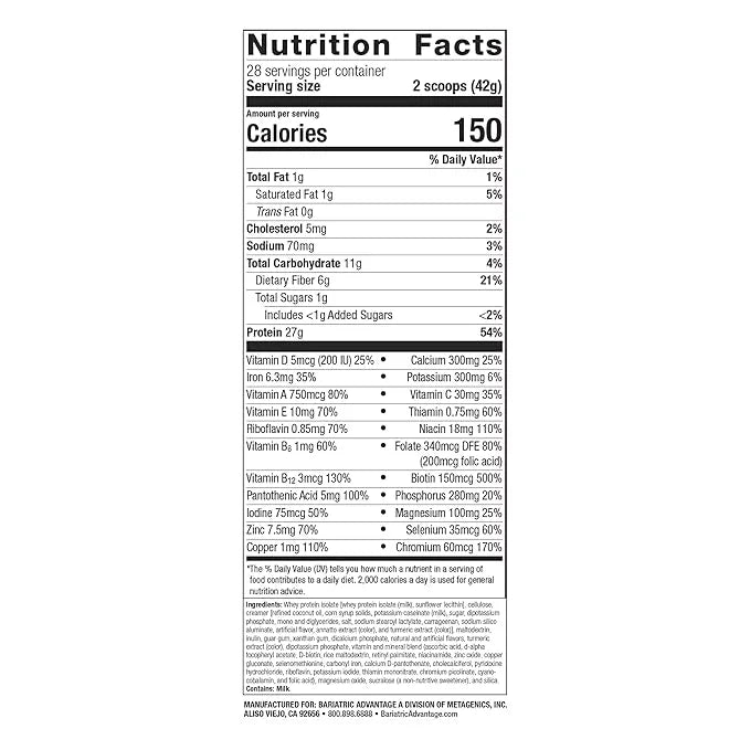 Bariatric Advantage High Protein Meal Replacement Drink Mix, Protein Powder Whey Isolate for Gastric Bypass and Sleeve Gas...