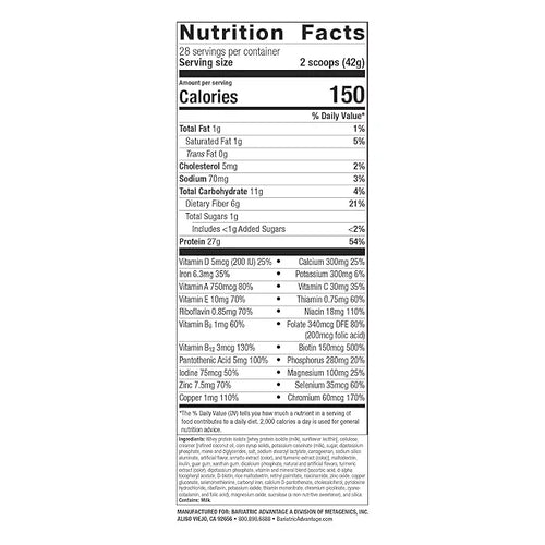 Bariatric Advantage High Protein Meal Replacement Drink Mix, Protein Powder Whey Isolate for Gastric Bypass and Sleeve Gas...