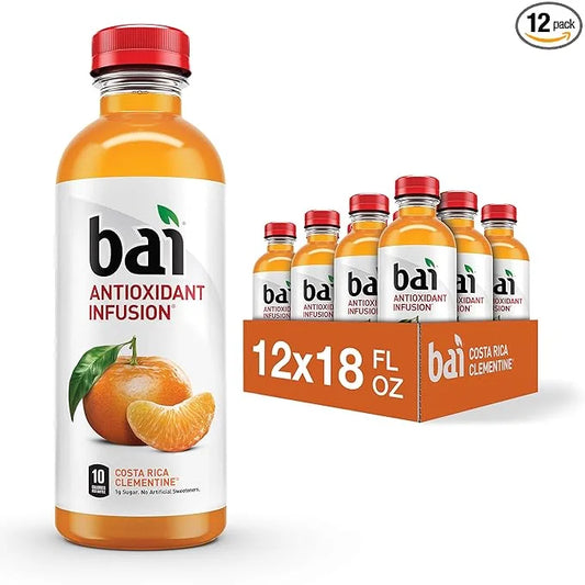 Bai Flavored Water, Costa Rica Clementine, Antioxidant Infused Drinks, 18 Fluid Ounce Bottle (Pack of 12) - Product Image