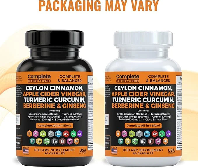 Ceylon Cinnamon Capsules 4000mg with Berberine 1200mg, Apple 3500mg, Turmeric 3000mg, Ginseng 2000mg, Zinc,
