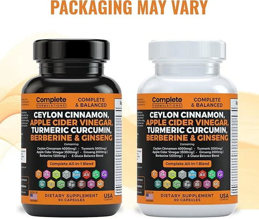 Ceylon Cinnamon Capsules 4000mg with Berberine 1200mg, Apple 3500mg, Turmeric 3000mg, Ginseng 2000mg, Zinc,