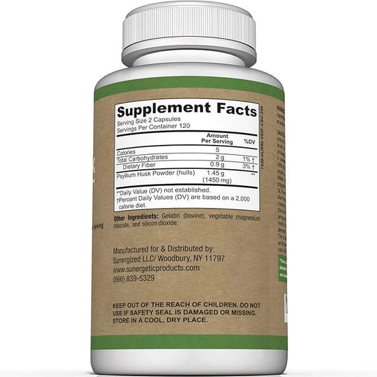 Premium Psyllium Husk Fiber Supplement 1450mg, 240 Capsules