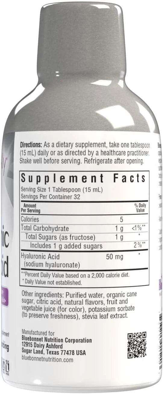 Bluebonnet Nutrition Beautiful Ally Liquid Hyaluronic Acid, Nurture Radiant Skin*, Non-GMO, Vegan, Kosher Certified, Glute...