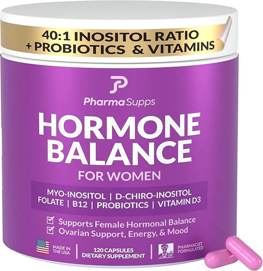 Hormone Balance for Women, Ovarian Support, Fertility, Menstrual Cycle, PCOS | Myo-Inositol & D-Chiro Inositol Supplement ...