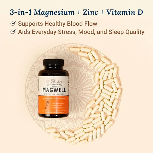 Magnesium Zinc & Vitamin D3 120 Capsules (2-Pack)