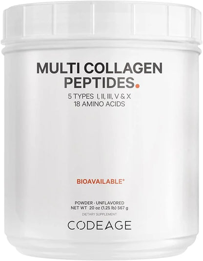 Codeage Multi Collagen Protein Powder Peptides, 2-Month Supply, Hydrolyzed, Type I, II, III, V, X Grass Fed All in One Sup...