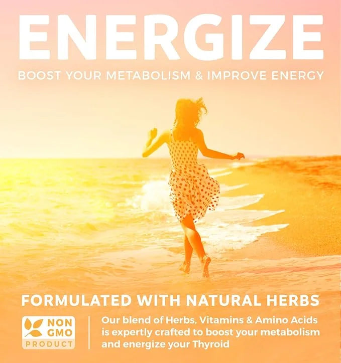 Thyroid Support with Iodine (Non-GMO) Improve B12 Complex 60 Capsules