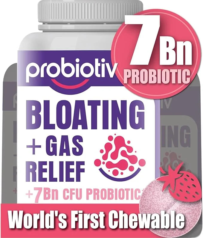 Anti Gas & Bloating Relief for Women and Men 7 Billion CFU – Chewable Probiotics & Lactobacillus Reuteri, Daily Digestive ...